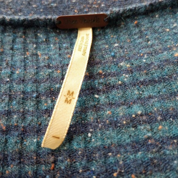 Free People Boho Y2K Henley Bodycon Top Wool Cotton Silk Bella Swan Blue Speckle - Picture 3 of 7